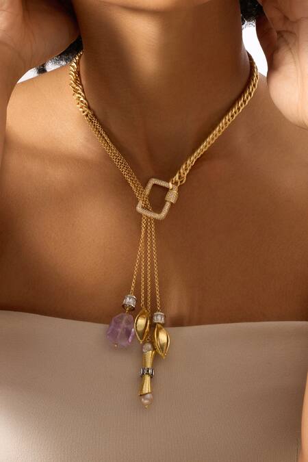Buy_Joules By Radhika_Multi Color Solvanna Multicolor Agate Pendant Necklace _Online_at_Aza_Fashions