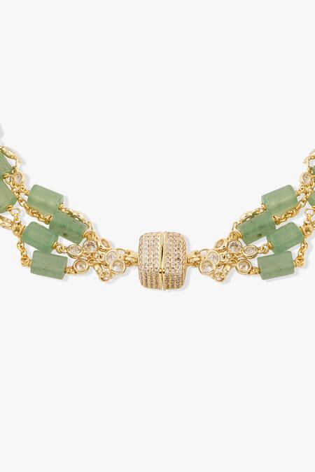 Joules By Radhika_Green Contemporary Aventurine Choker Necklace _Online_at_Aza_Fashions