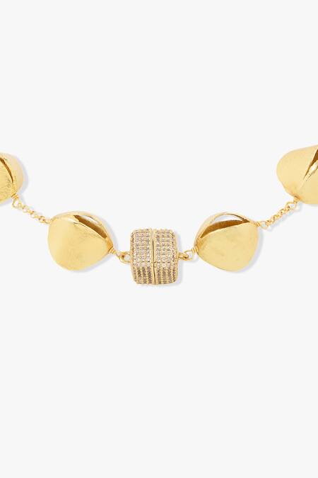 Joules By Radhika_Gold Plated Sculpted Doreya Necklace _Online_at_Aza_Fashions