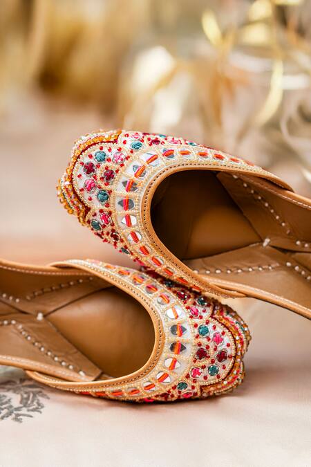 Buy_Loryphilory_Multi Color Vibrant Embellished Husn Jahan Juttis _Online_at_Aza_Fashions
