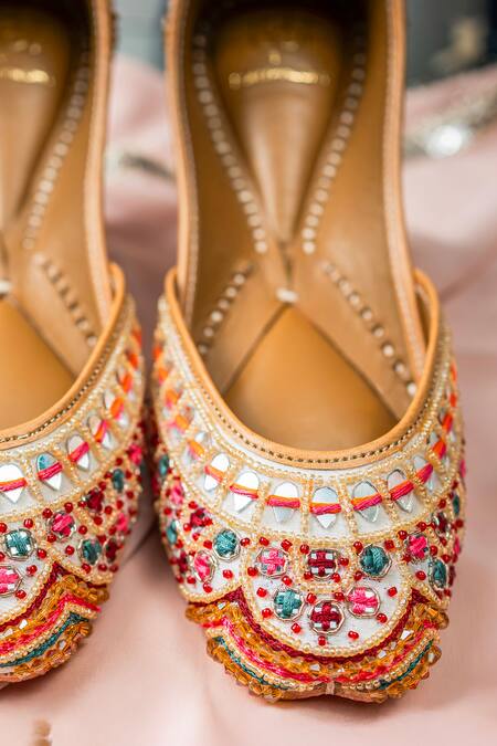 Shop_Loryphilory_Multi Color Vibrant Embellished Husn Jahan Juttis _Online_at_Aza_Fashions