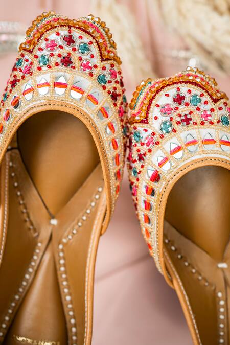Loryphilory_Multi Color Vibrant Embellished Husn Jahan Juttis _at_Aza_Fashions