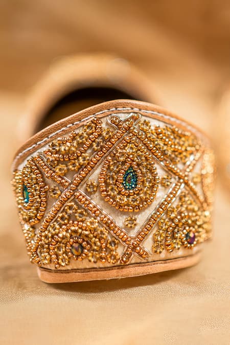 Loryphilory_Gold Intricately Beaded Jutti _Online_at_Aza_Fashions