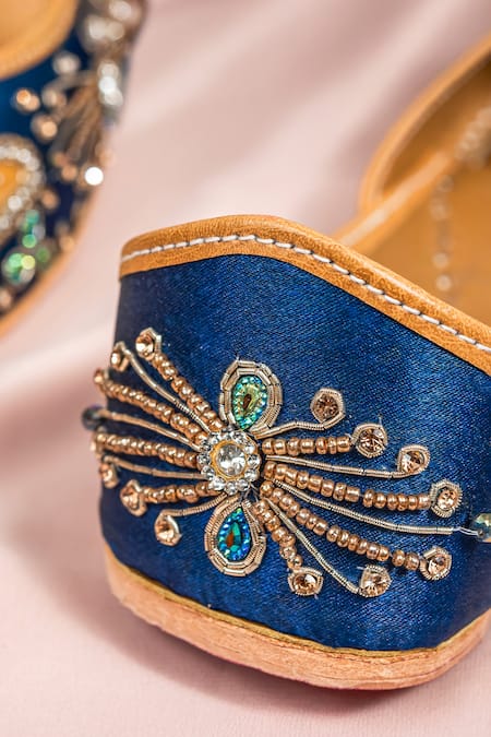 Loryphilory_Blue Butterfly Embroidered Jutti _at_Aza_Fashions