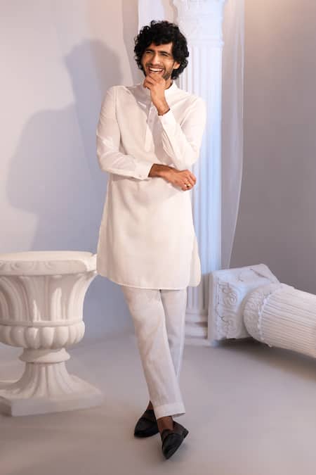 Buy_Manish Nagdeo X AZA_White Brocade, Silk Embroidery Nehru Jacket And Kurta Pant Set 