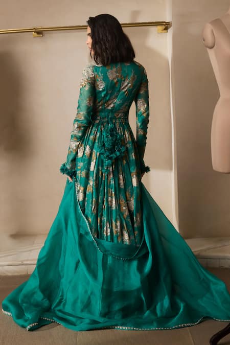 Bhumika Sharma Sylvia Print Teal Green Anarkali Set 