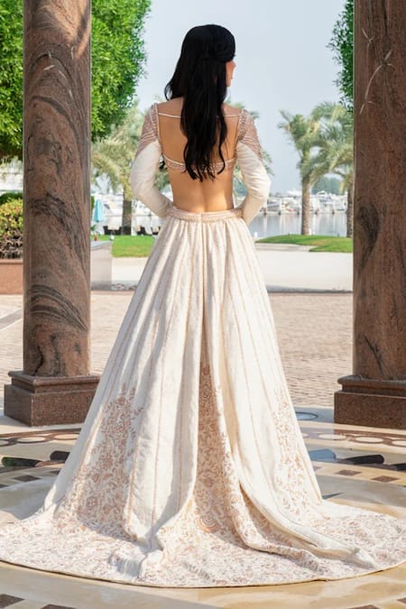 Jigar & Nikita Ivymist Pearl Embellished Lehenga Set 