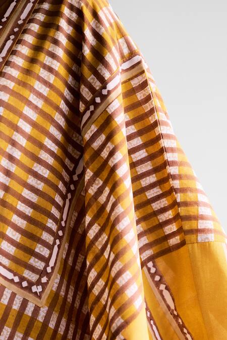 Cotton And Clay Mustard Cotton Round Neck Printed Kimono Dress And Jumpsuit Inner  9