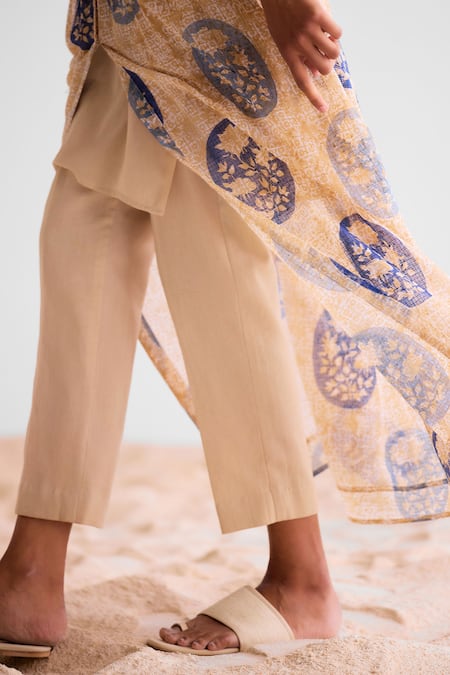 Buy_Cotton And Clay_Multi Color Cotton Round Neck Printed Kurta Set _Online_at_Aza_Fashions
