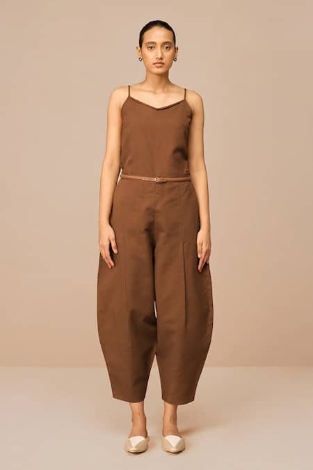 Buy_Ampm_Brown Cotton, Linen Cleo Dori Embroidered Throw Set _Online_at_Aza_Fashions