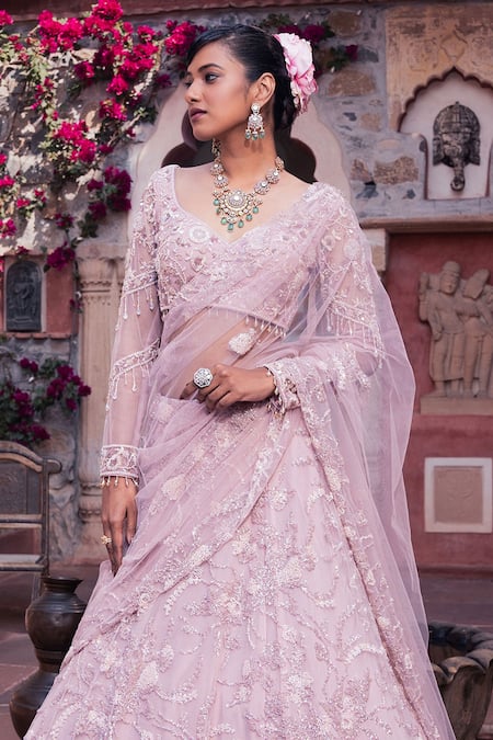 Buy Meenagurnam Pink Net, Viscose, Georgette Sequins, Embroidery Sweetheart Bridal Lehenga Set Online at Aza Fashions Buy_Meenagurnam_Pink Net, Viscose, Georgette Sequins, Embroidery Sweetheart Bridal Lehenga Set _Online_at_Aza_Fashions