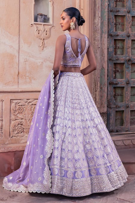 Meenagurnam Lilac Tissue Classic Bridal Lehenga Set 