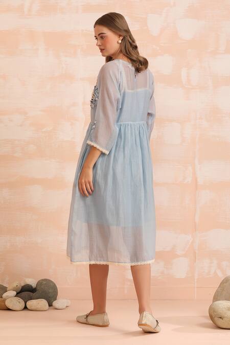 Dhaari Hand Embroidered Flare Midi Dress 