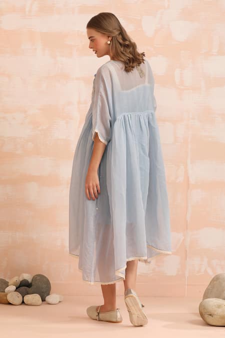 Dhaari Hand Embroidered Flare Midi Dress 