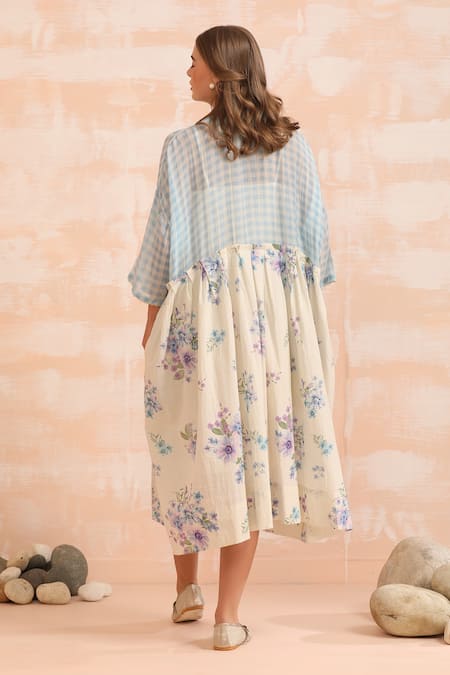 Dhaari Floral Hand Painted Midi Dress 