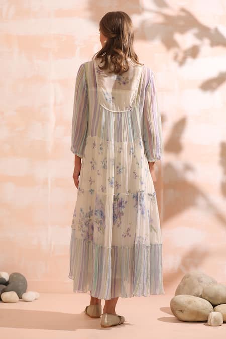 Dhaari Floral Hand Painted Midi Dress 