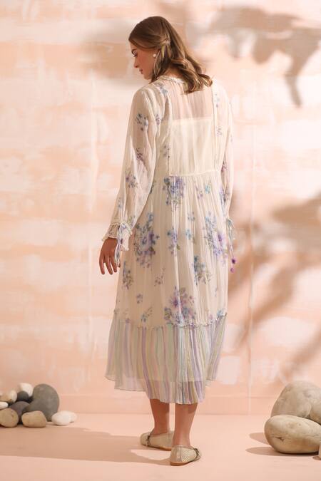 Dhaari Floral Hand Embroidered Midi Dress 