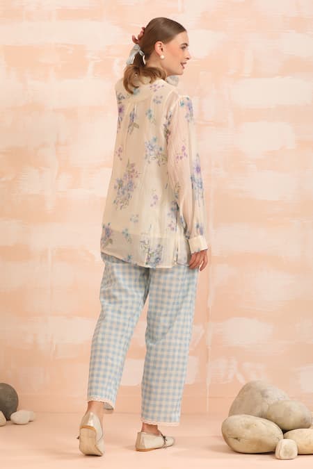 Dhaari Floral Hand Painted Top & Slip Set 