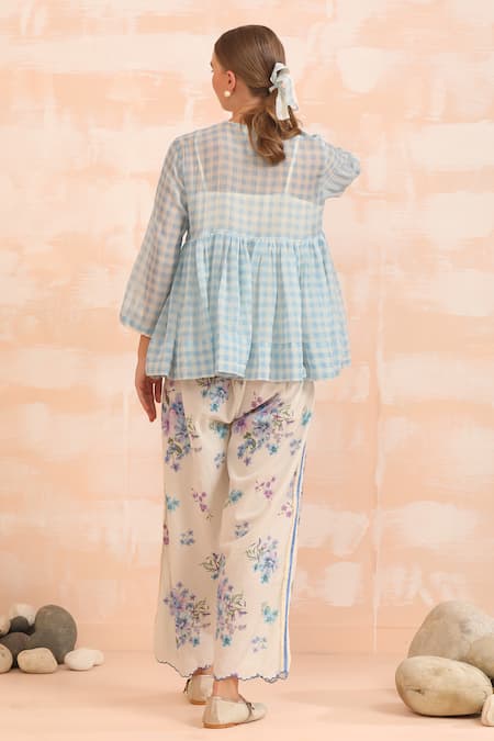 Dhaari Hand Painted Blue Top with Inner Slip 