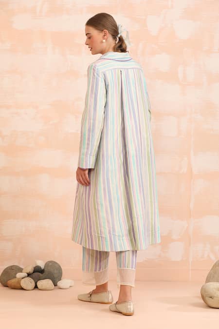 Dhaari Striped Handwoven Cotton Silk Jacket 