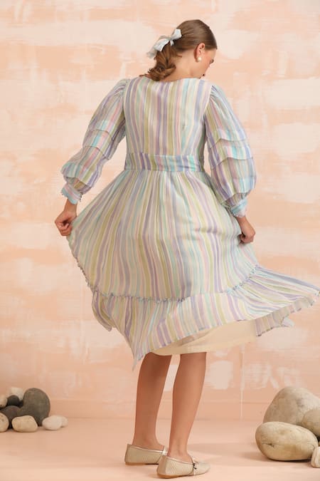 Dhaari Hand Painted Flare Midi Dress 