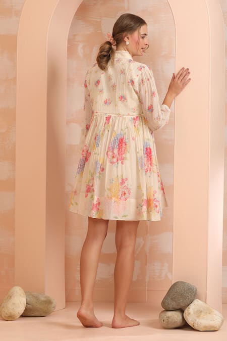 Dhaari Floral Hand Painted Flare Dress 
