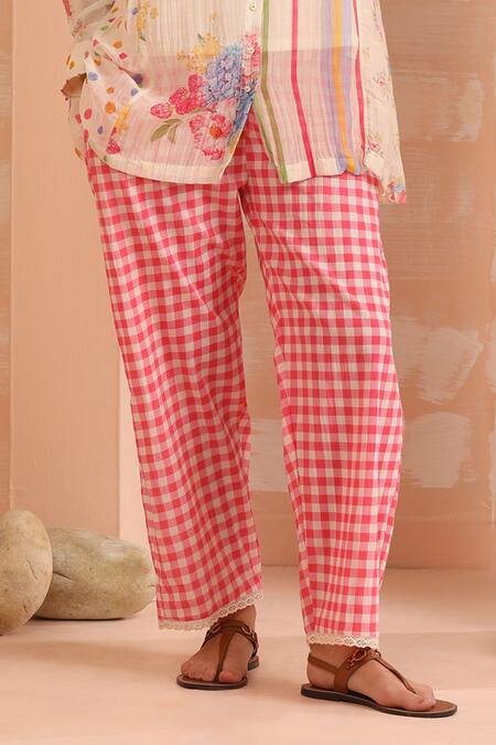 Buy_Dhaari_Pink Handloom Cotton, Silk Embroidery Mandarin Hand Painted Top With Slip _Online_at_Aza_Fashions