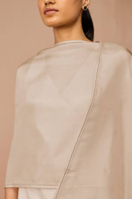Buy_Ampm_Beige Silk Lois Scarf _Online_at_Aza_Fashions