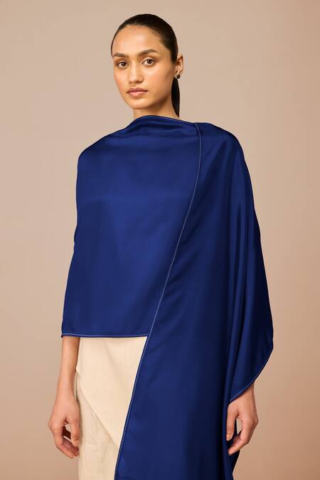 Ampm_Blue Emis Silk Scarf _Online_at_Aza_Fashions