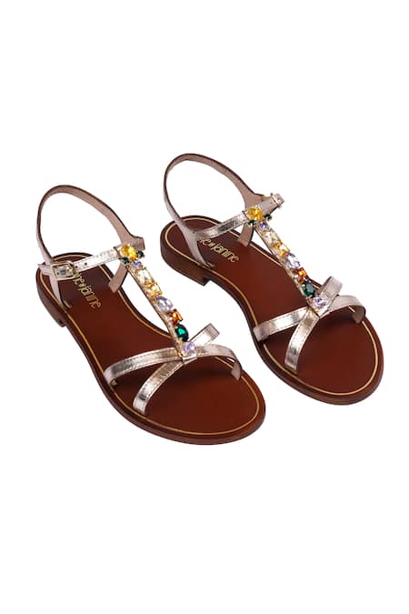 Nine By Janine Gold Embellished Flats 