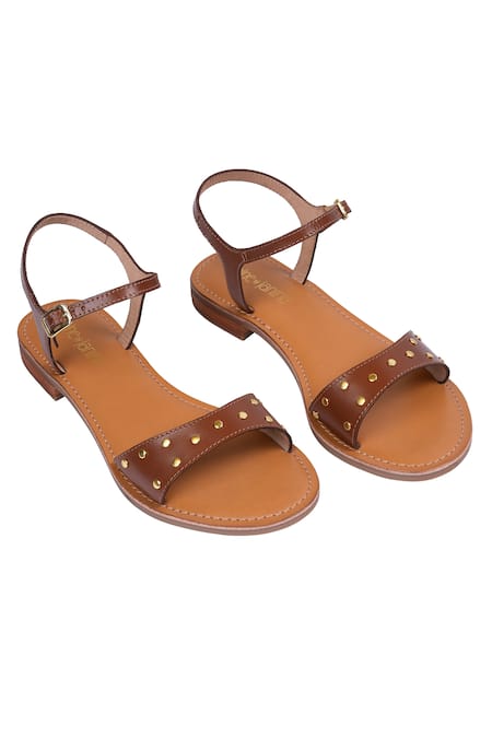 Nine By Janine Tan Leather Rivet Detail Flats 