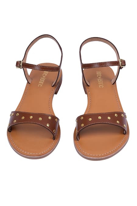 Nine By Janine Tan Leather Rivet Detail Flats 