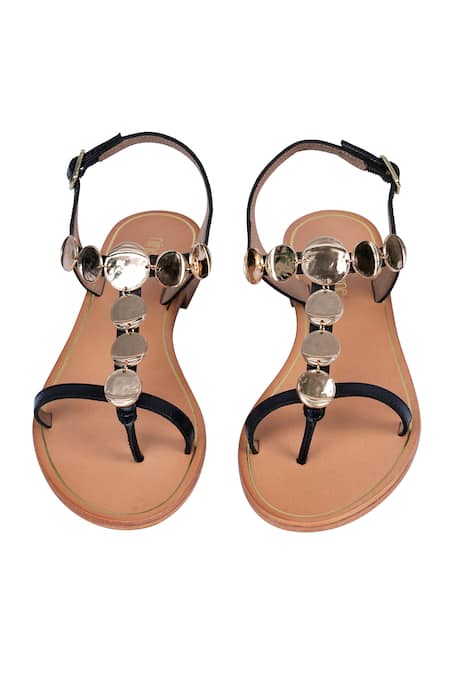 Nine By Janine Black & Gold Ornament Flats 