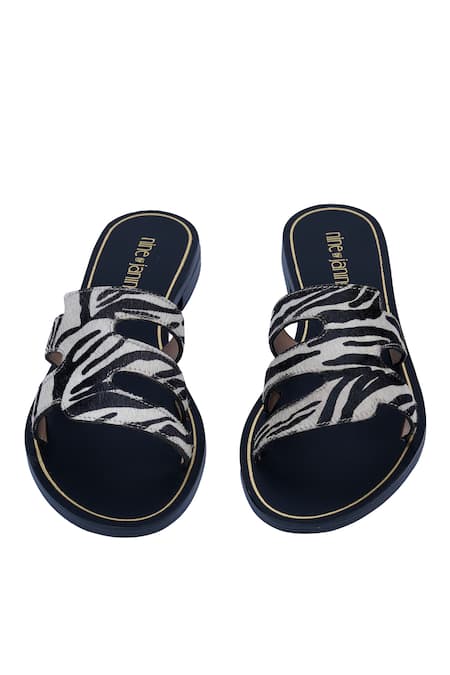 Shop_Nine By Janine_Multi Color Zebra Hair On Slide Flats _at_Aza_Fashions