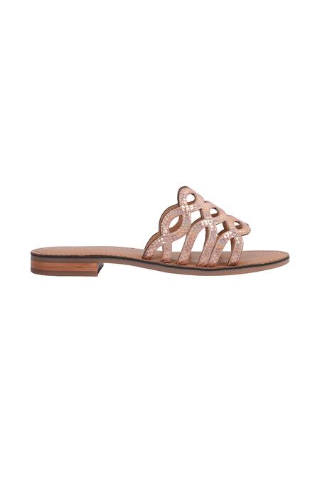 Nine By Janine_Pink Light Suede Slide Flats _Online_at_Aza_Fashions