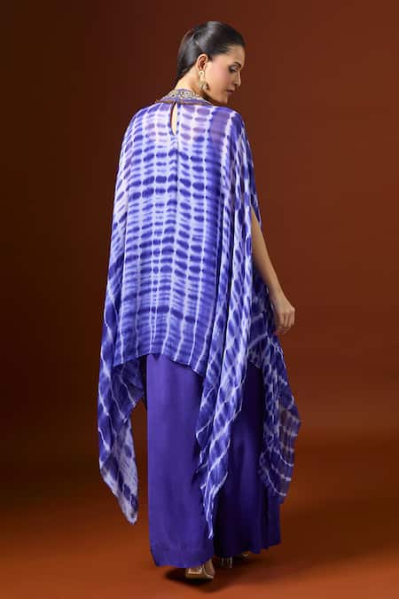 Yoshita Couture Blue Shibori Effect Kaftan Set 