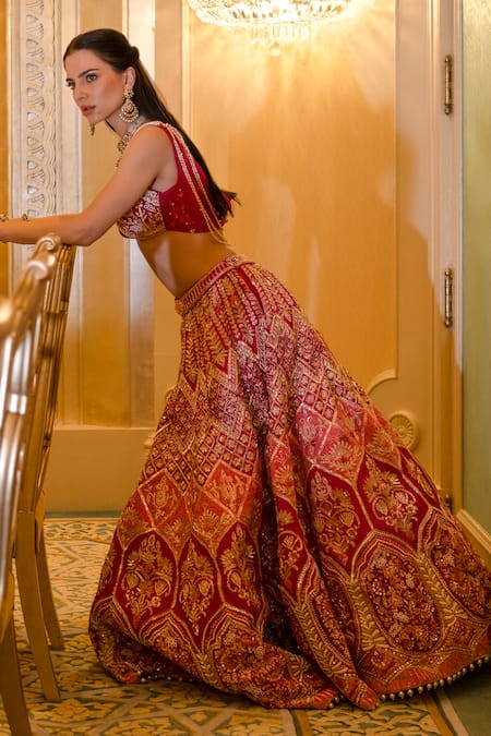 Jigar & Nikita Cerise Pink Embroidered Lehenga Set 