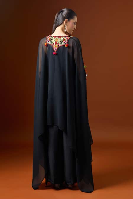 Yoshita Couture Embroidered Black Kaftan with Pant Set 