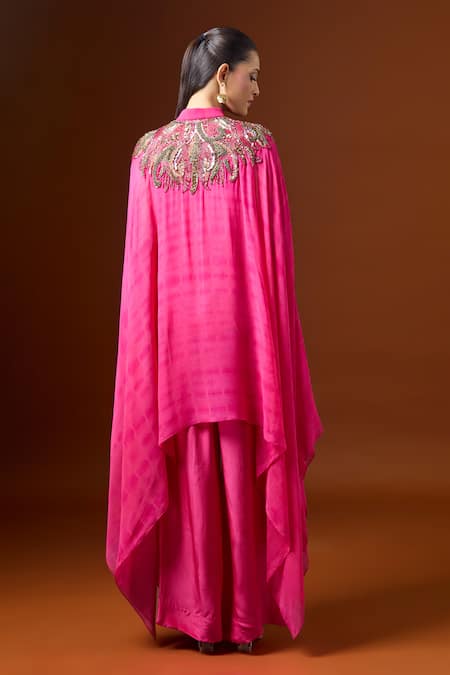 Yoshita Couture Embroidered Yoke Pink Kaftan Set 