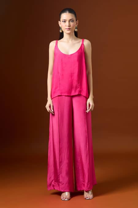 Yoshita Couture_Pink Beads Keyhole Neck Embroidered Yoke Kaftan Set _Online_at_Aza_Fashions