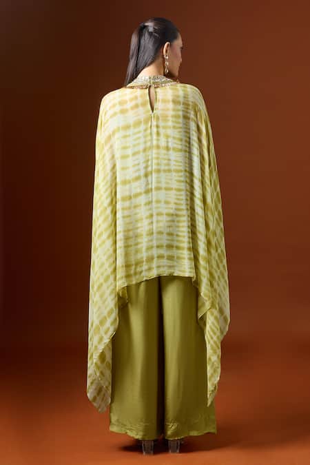 Yoshita Couture Yellow Shibori Embroidered Kaftan Set 