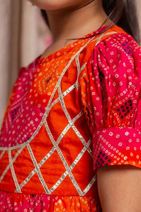 Shop Petite Pomme Orange Cotton Embroidery Jaipuri Print Top And Sharara Set Online at Aza Fashions Shop_Petite Pomme_Orange Cotton Embroidery Jaipuri Print Top And Sharara Set_Online_at_Aza_Fashions