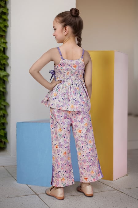 Petite Pomme Floral Printed Top & Pant Set 