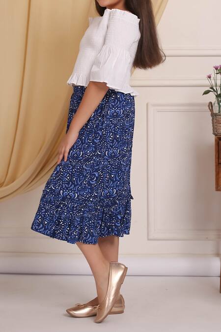 Shop Petite Pomme White Cotton, Rayon Off Shoulder Top And Skirt Set Online at Aza Fashions Shop_Petite Pomme_White Cotton, Rayon Off Shoulder Top And Skirt Set _Online_at_Aza_Fashions