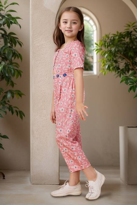 Buy_Petite Pomme_Pink Cotton Embroidery Floral Long Jumpsuit With Detailing _Online_at_Aza_Fashions