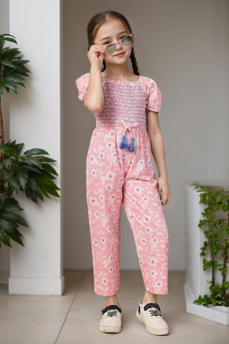 Samyukta Singhania Floral Smocking Jumpsuit with Bow 