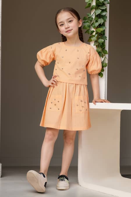 Samyukta Singhania Mettal Mirror Detailing Top-Skirt Set 