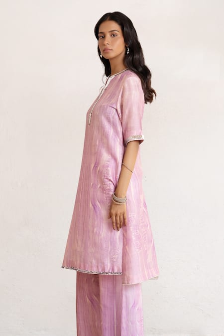 Buy Saksham & Neharicka Purple Cotton, Silk Embroidery Round Neck Hand Kurta Online at Aza Fashions Buy_Saksham & Neharicka_Purple Cotton, Silk Embroidery Round Neck Hand Kurta _Online_at_Aza_Fashions