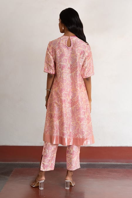 Saksham & Neharicka Pink & Peach Hand Embroidered Kurta 