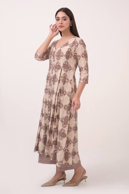 Buy Ruchi Marodia Beige Cotton Printed Kurta Set Buy_Ruchi Marodia_Beige Cotton Printed Kurta Set